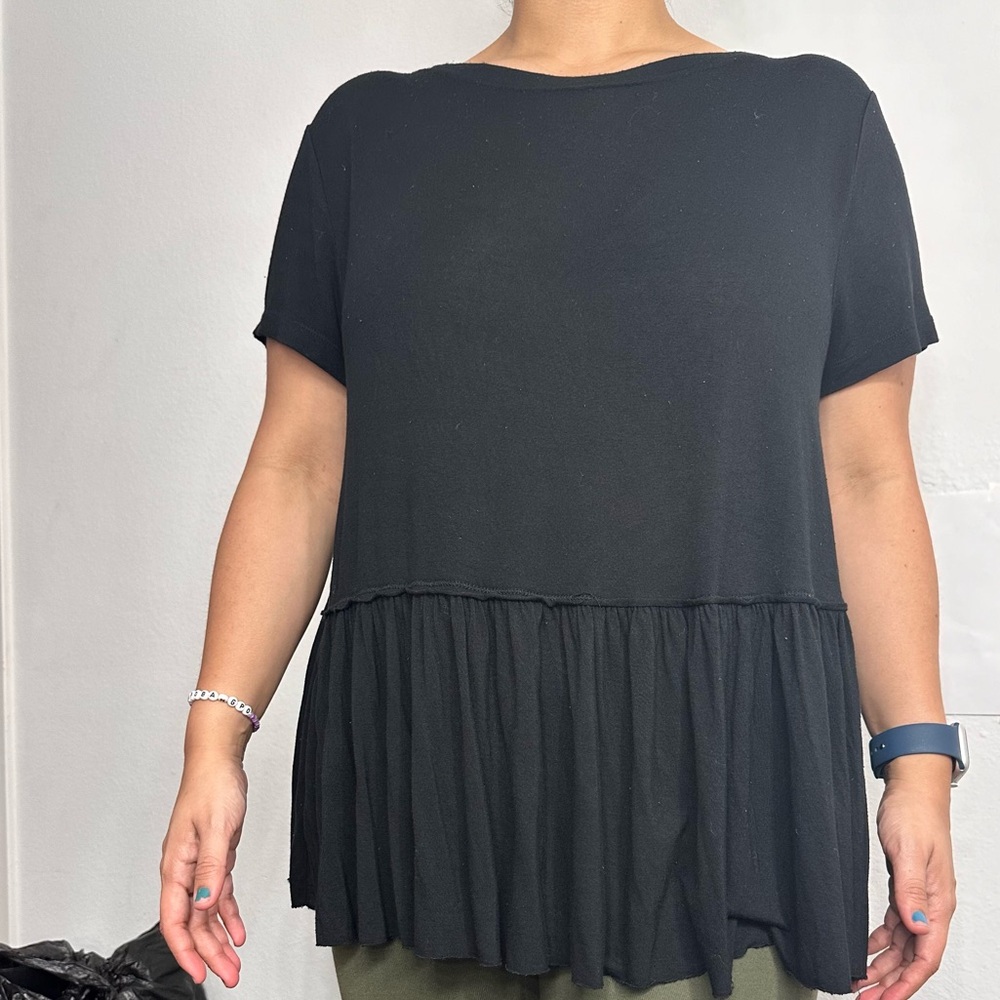 Women’s Black Ruffle Bottom Blouse- Mossimo Supply Co. - Large